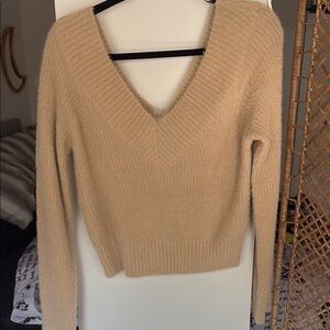 H&M Cozy Tan V-Neck Sweater